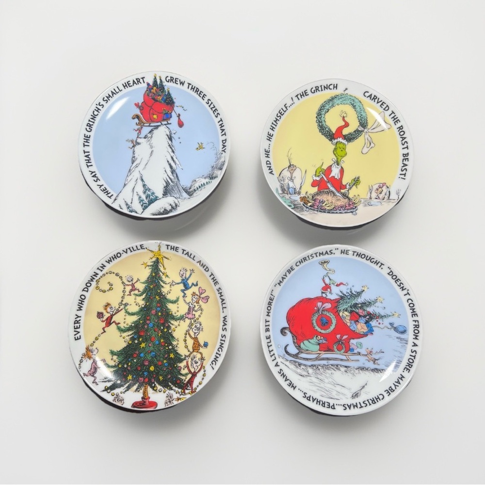 Dr. Seuss The Grinch Christmas Plates Set 65th anniversary